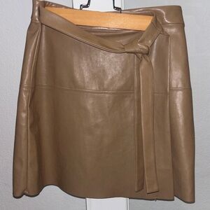 Aritzia Free Elegant Tan Faux Leather Wrap Skirt